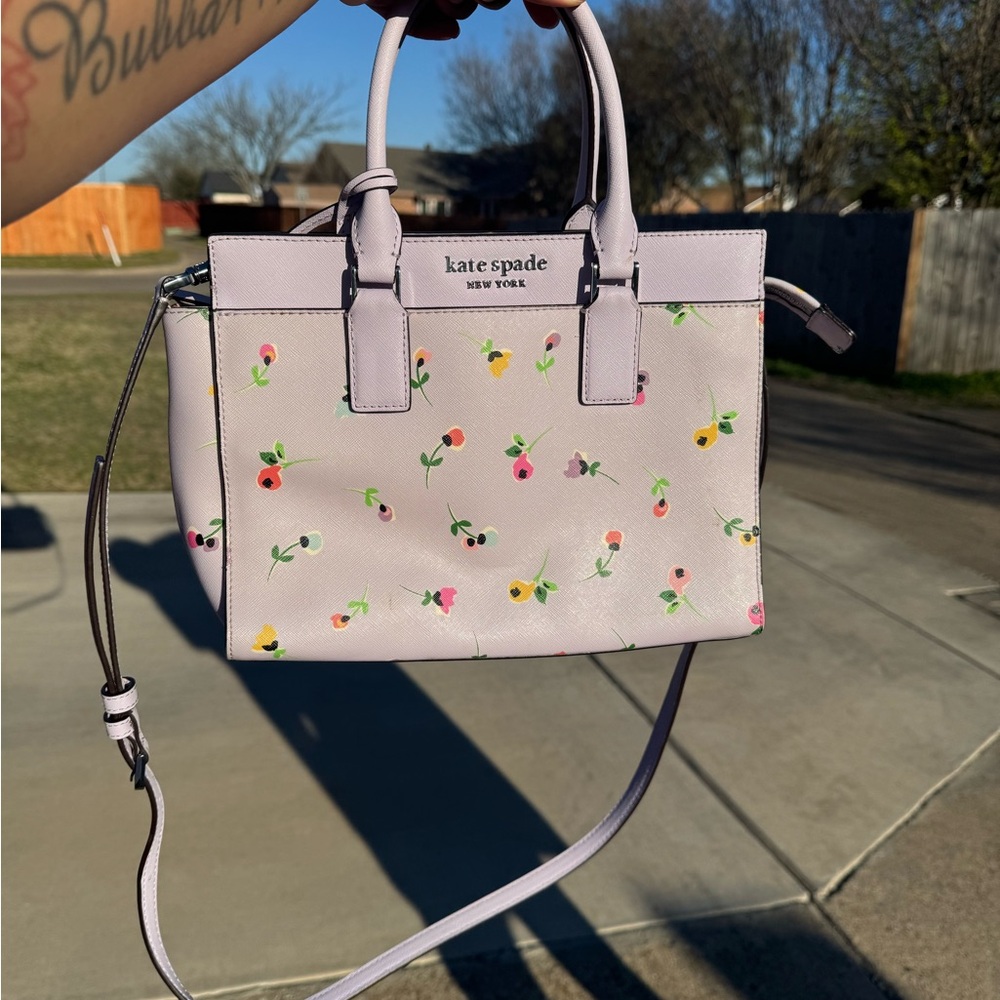 Kate Spade Floral Handbag - lavender